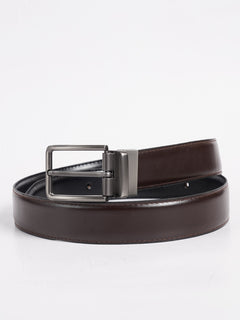 Dark Brown & Black Plain Leather Belt (BELT-740)