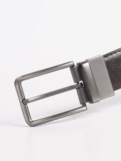 Dark Brown & Black Plain Leather Belt (BELT-740)