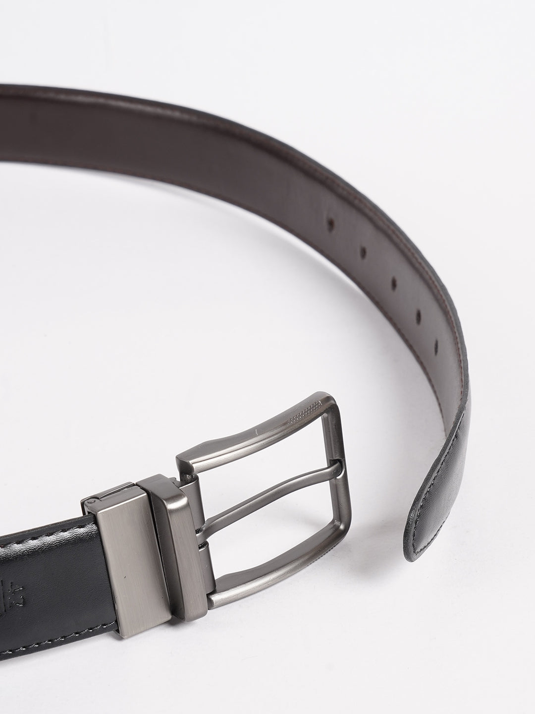 Dark Brown & Black Plain Leather Belt (BELT-740)