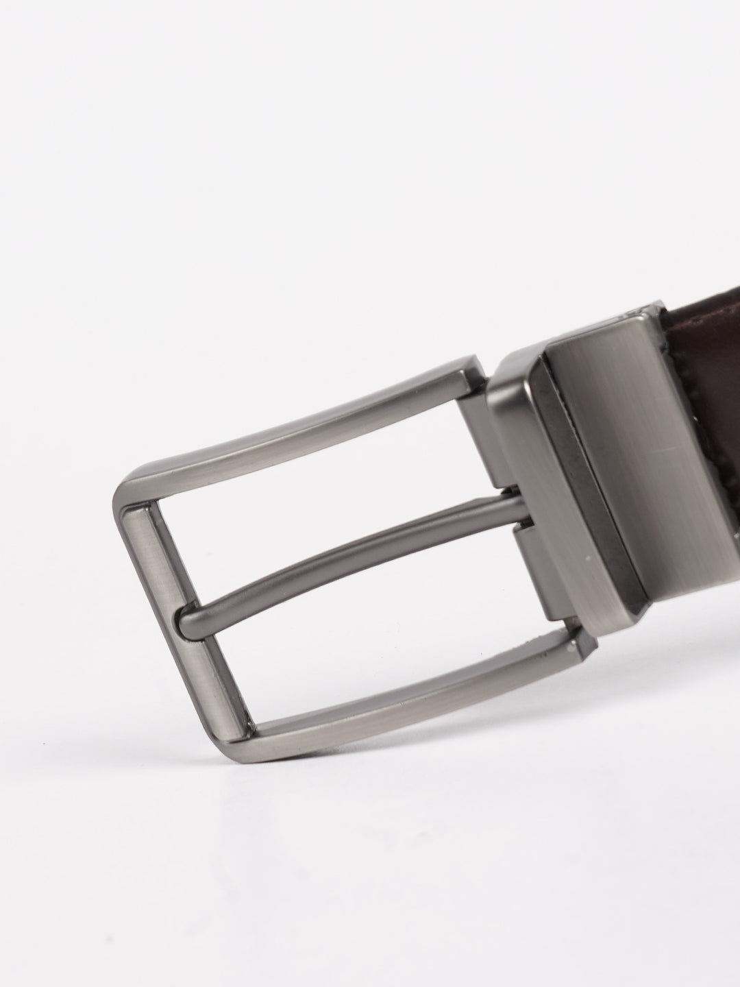 Dark Brown & Black Plain Leather Belt (BELT-742)