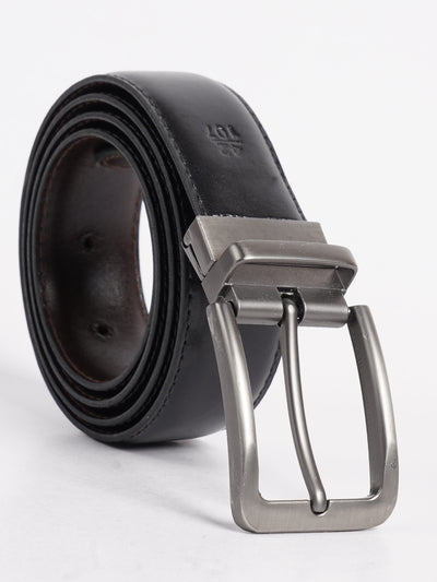 Dark Brown & Black Plain Leather Belt (BELT-743)