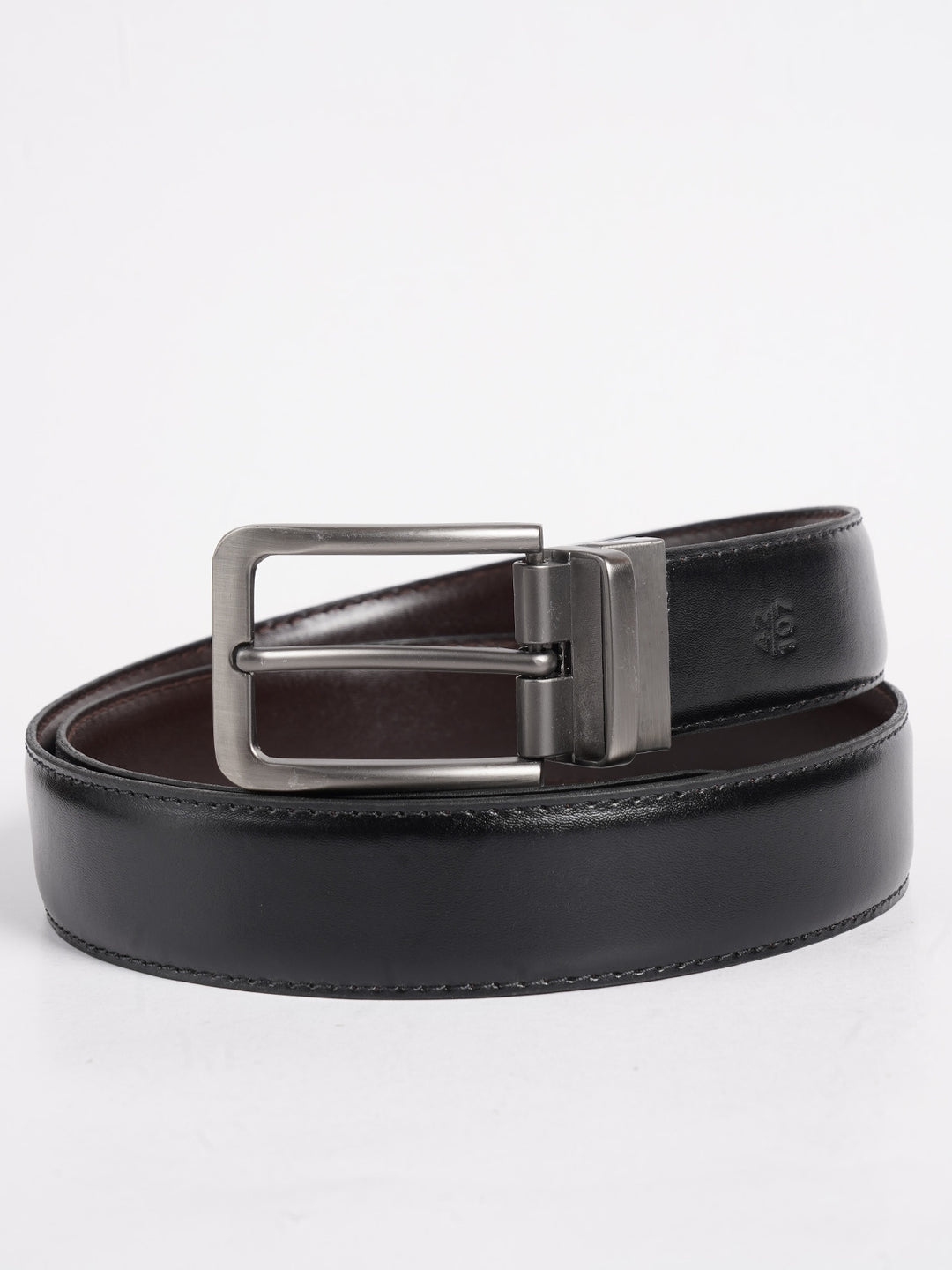 Dark Brown & Black Plain Leather Belt (BELT-743)