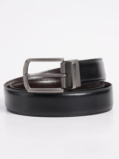 Dark Brown & Black Plain Leather Belt (BELT-744)