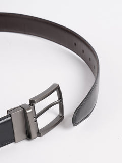 Dark Brown & Black Plain Leather Belt (BELT-744)