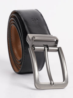 Light Brown & Black Plain Leather Belt (BELT-750)