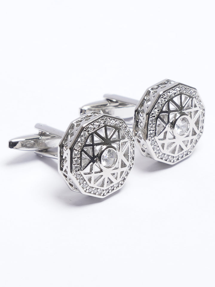 Silver Contrast Designer Cufflink (CUFFLINK-750)