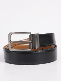 Light Brown & Black Plain Leather Belt (BELT-750)