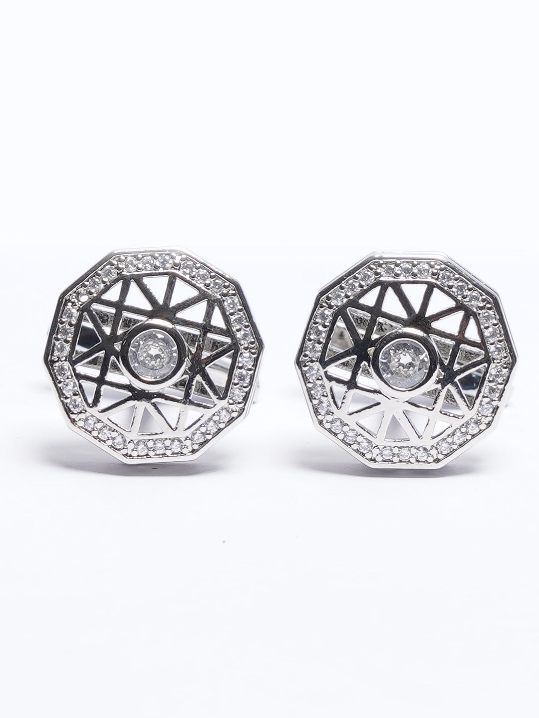 Silver Contrast Designer Cufflink (CUFFLINK-750)