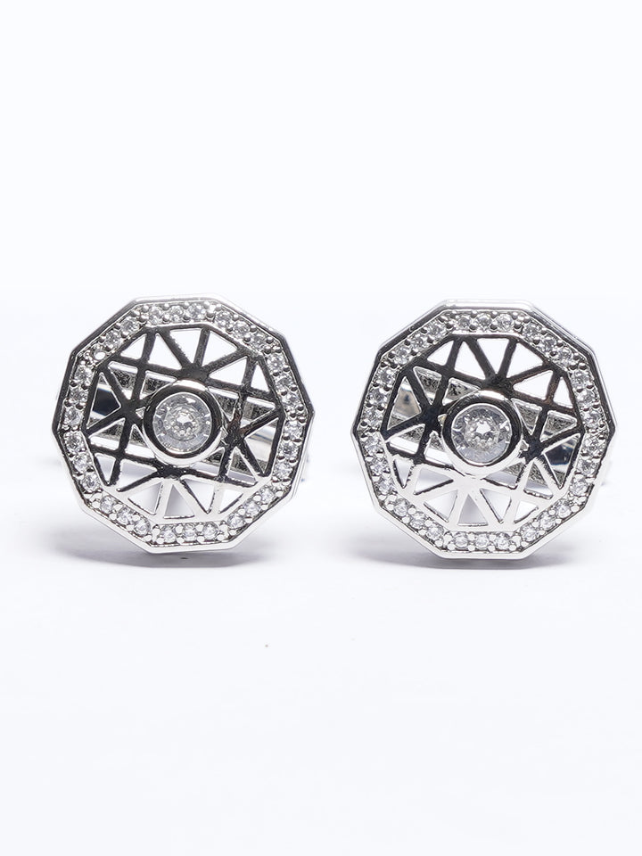 Silver Contrast Designer Cufflink (CUFFLINK-750)