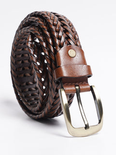 Light Brown Weaving Design Leather Belt (BELT-757)