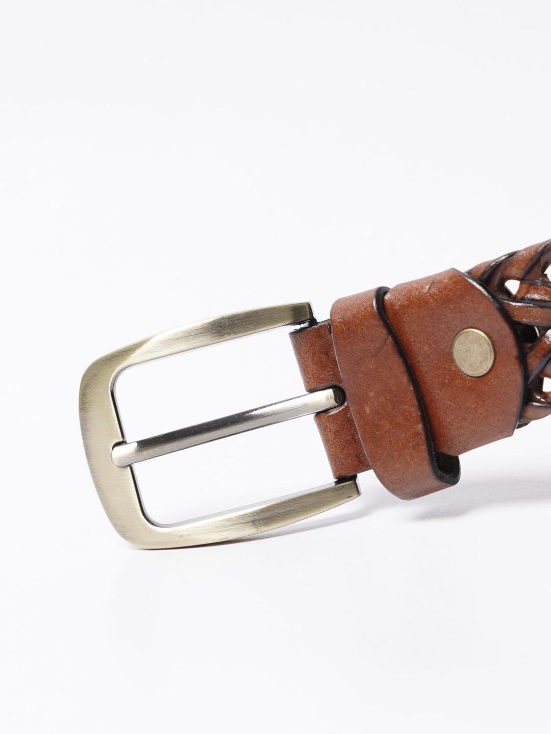 Light Brown Weaving Design Leather Belt (BELT-757)