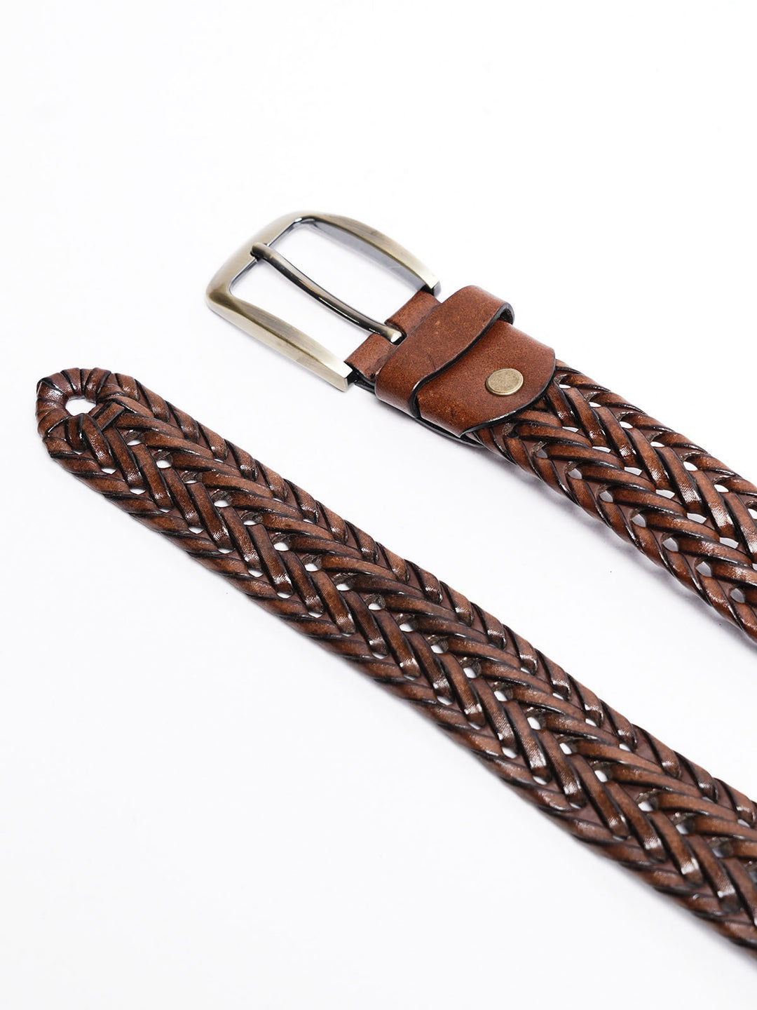 Light Brown Weaving Design Leather Belt (BELT-757)