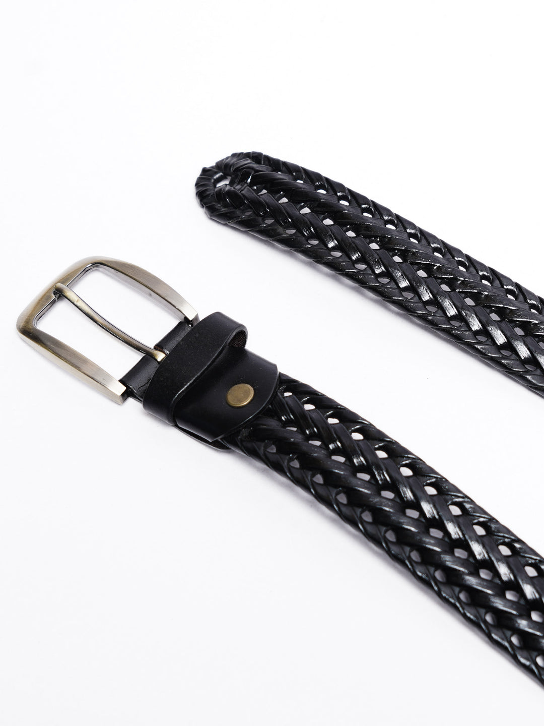 Black Weaving Design Leather Belt (BELT-758)