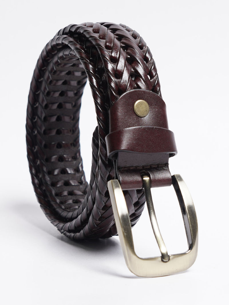 Maroon Weaving Design Leather Belt (BELT-759)