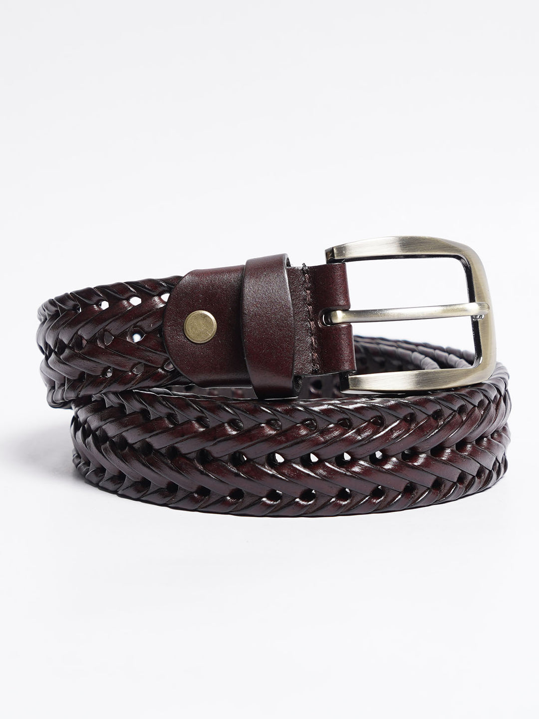 Maroon Weaving Design Leather Belt (BELT-759)