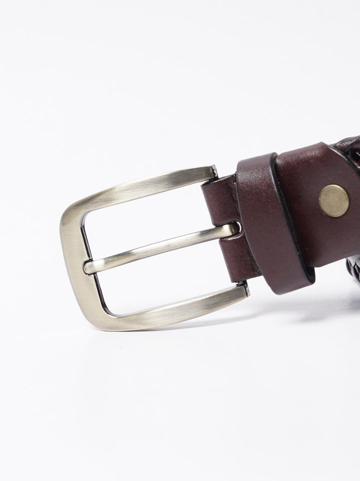 Maroon Weaving Design Leather Belt (BELT-759)