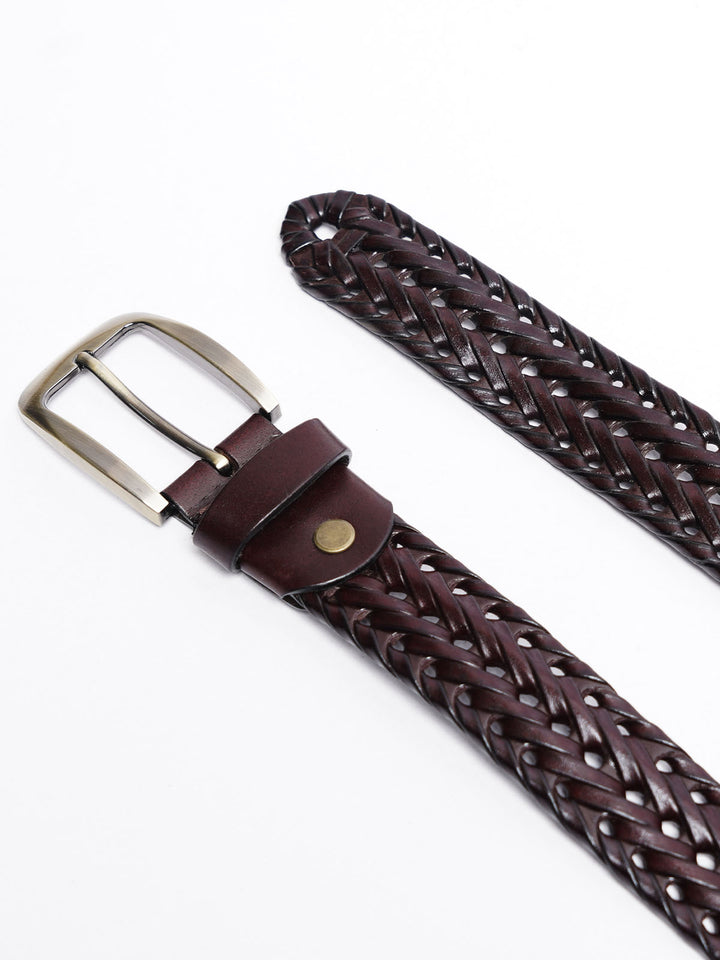 Maroon Weaving Design Leather Belt (BELT-759)