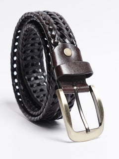 Dark Brown Weaving Design Leather Belt (BELT-760)