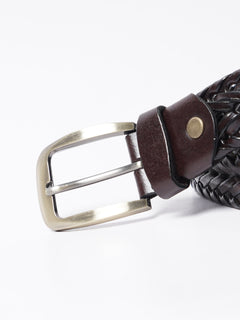 Dark Brown Weaving Design Leather Belt (BELT-760)