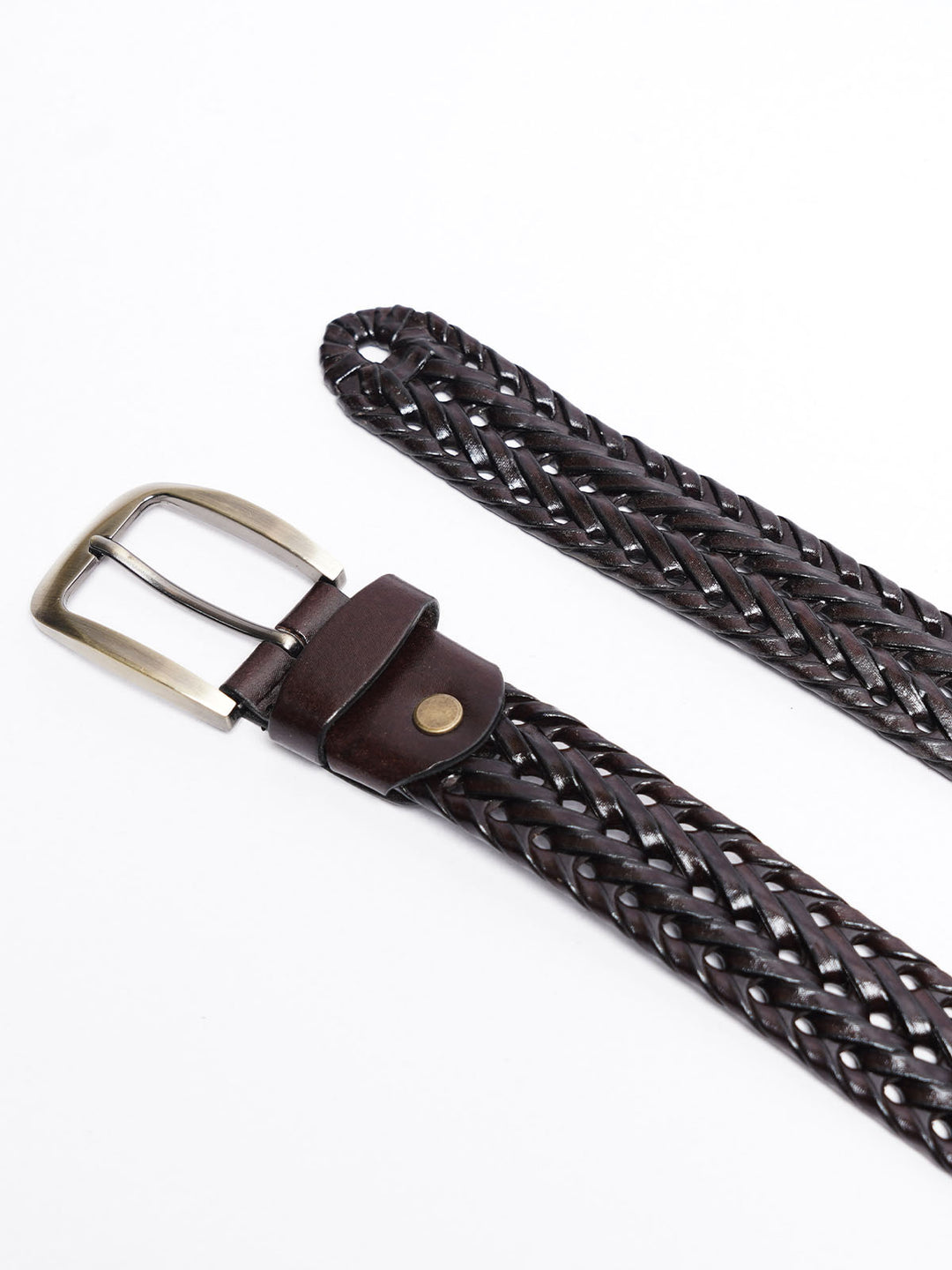 Dark Brown Weaving Design Leather Belt (BELT-760)