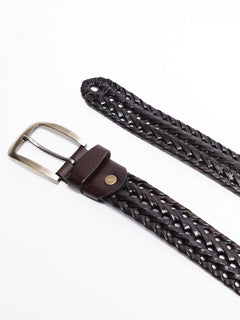 Dark Brown Weaving Design Leather Belt (BELT-760)