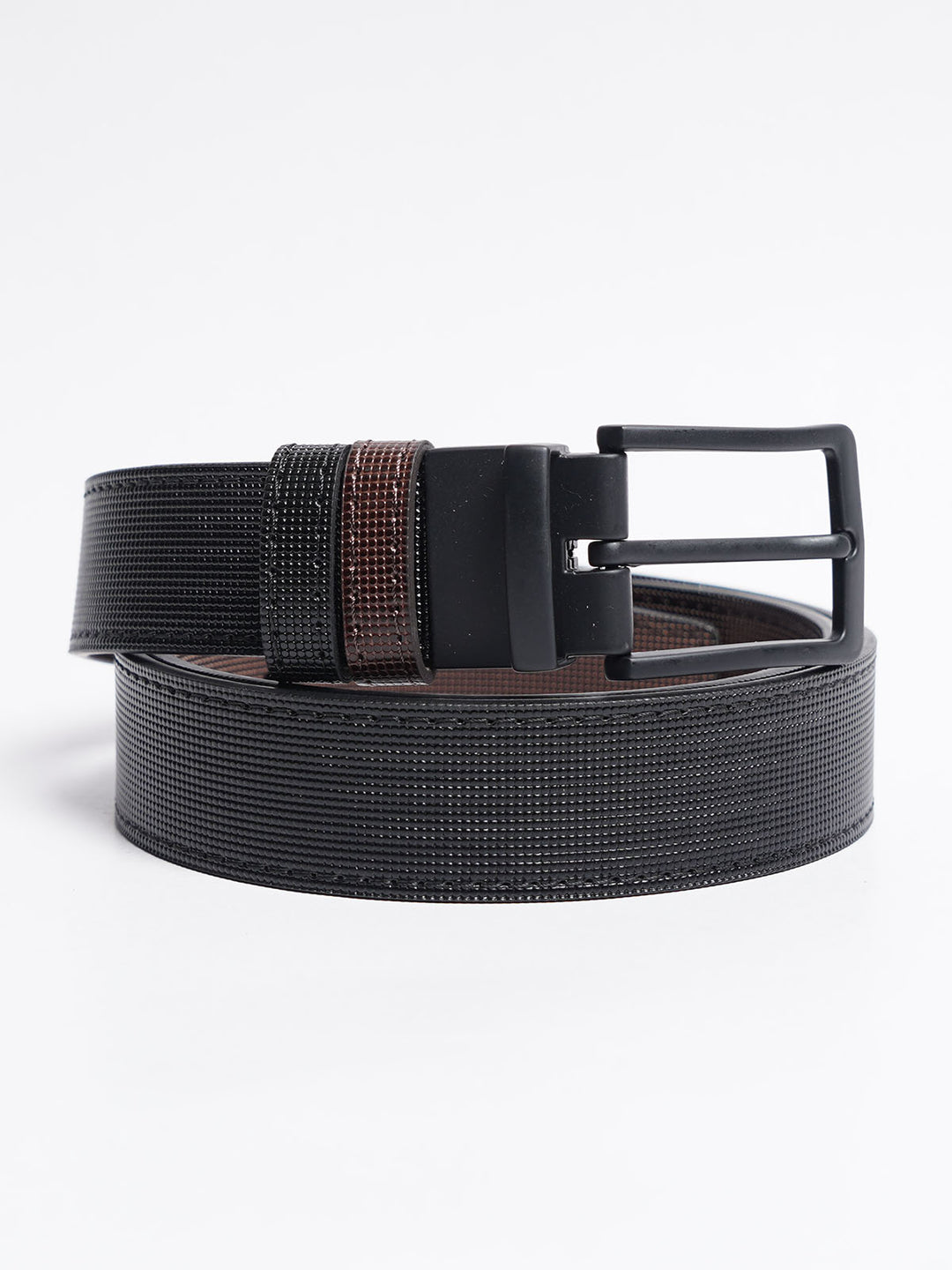 Dark Brown Textured Leather Belt (BELT-768)