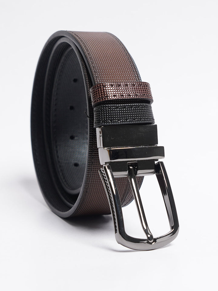 Dark Brown Textured Reversible Leather Belt (BELT-770)