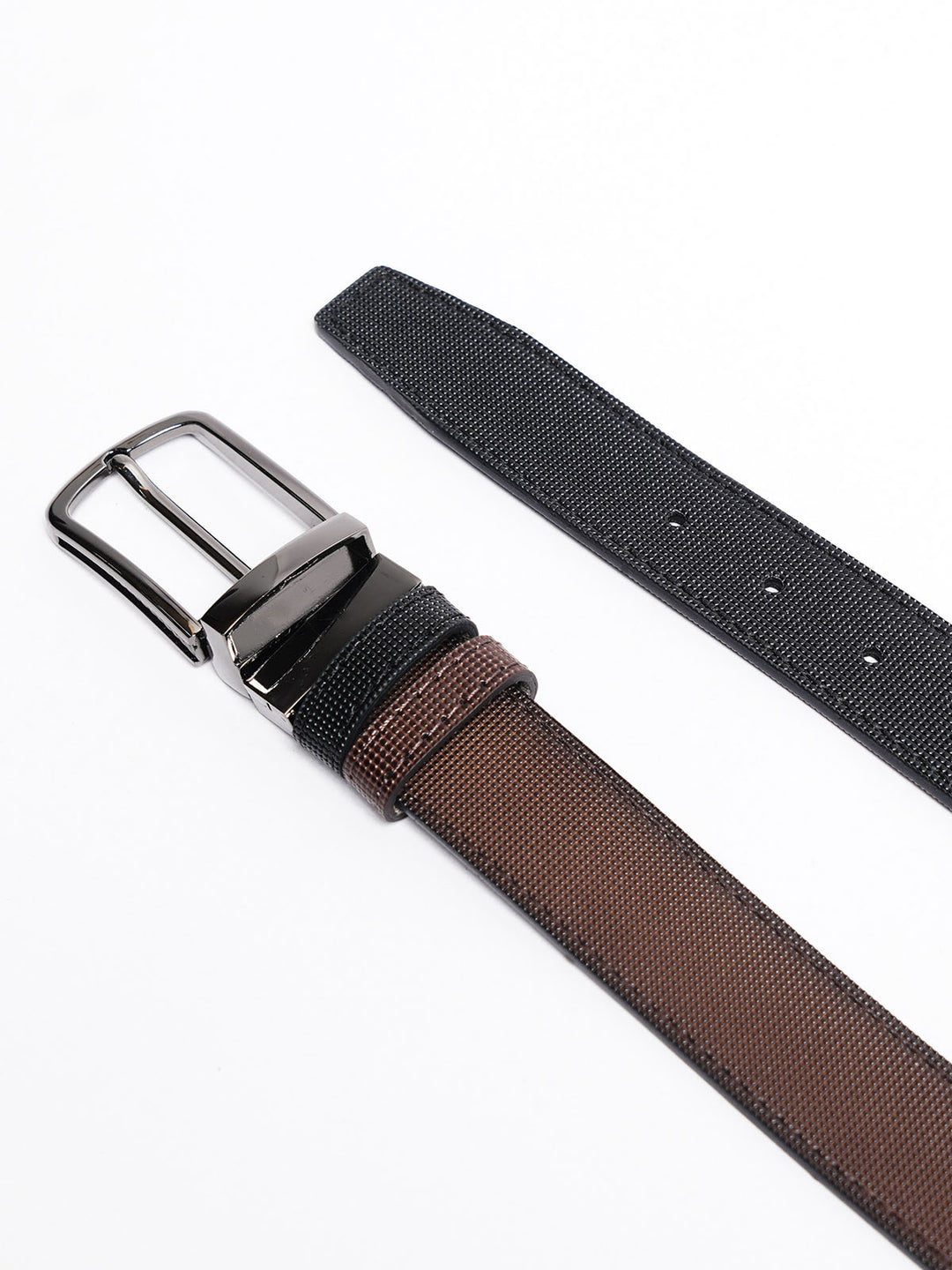 Dark Brown Textured Reversible Leather Belt (BELT-770)