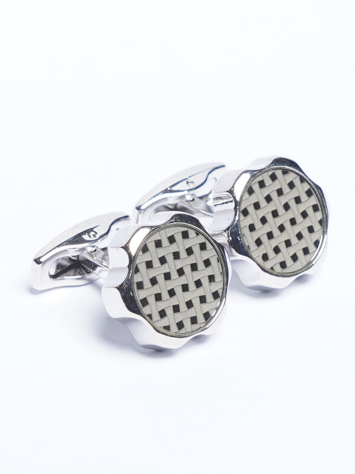 Silver Contrast Designer Cufflink (CUFFLINK-776)