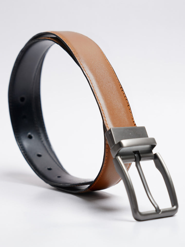 Fawn & Black Reversible Leather Belt (BELT-786)