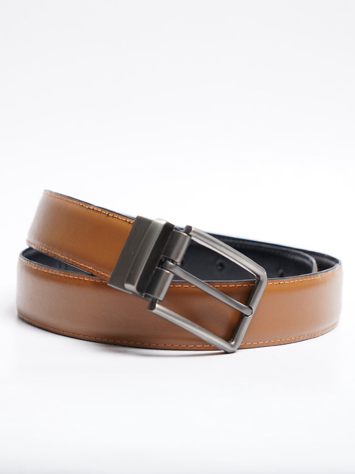 Fawn & Black Reversible Leather Belt (BELT-786)