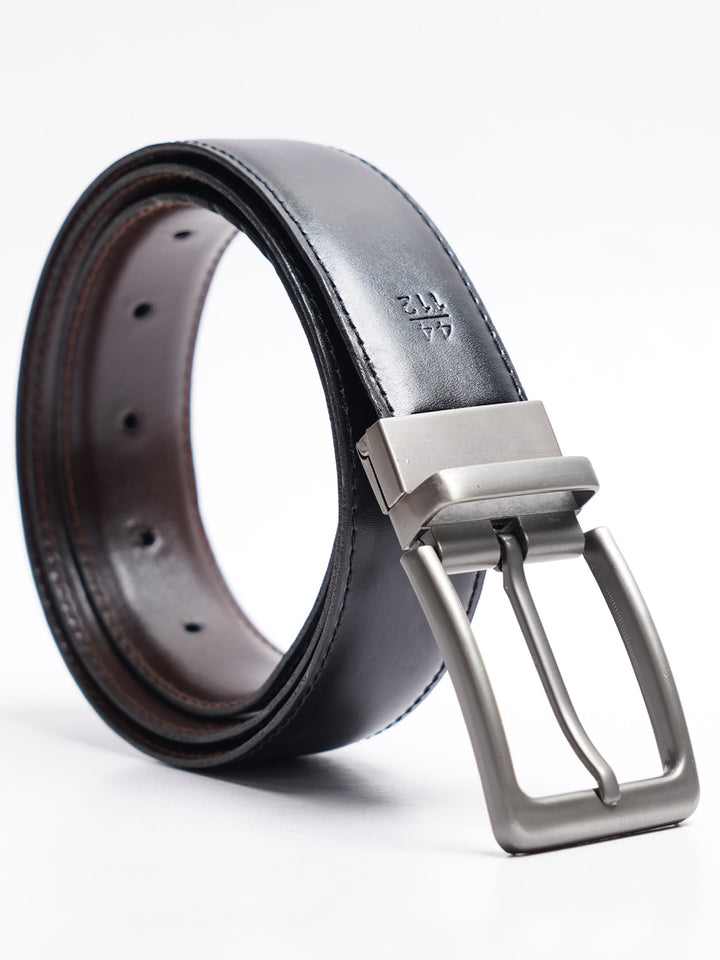 Dark Brown & Black Reversible Leather Belt (BELT-787)