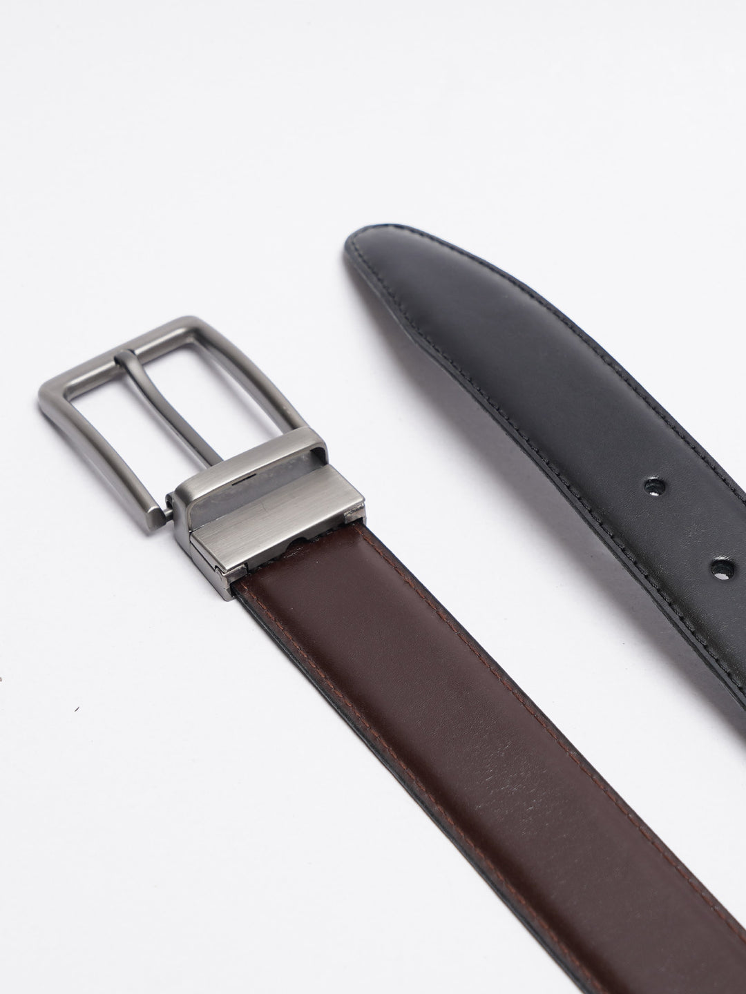 Dark Brown & Black Reversible Leather Belt (BELT-787)