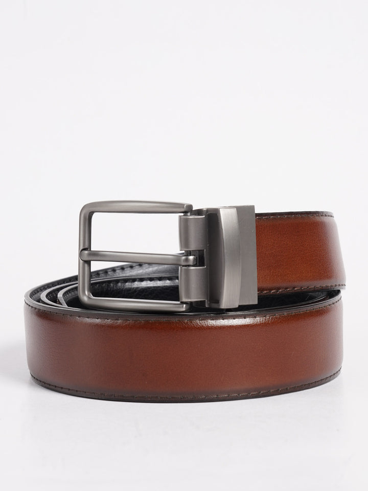 Brown & Black Reversible Leather Belt (BELT-799)