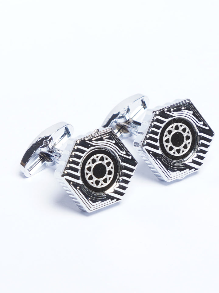 Silver Contrast Designer Cufflink (CUFFLINK-802)