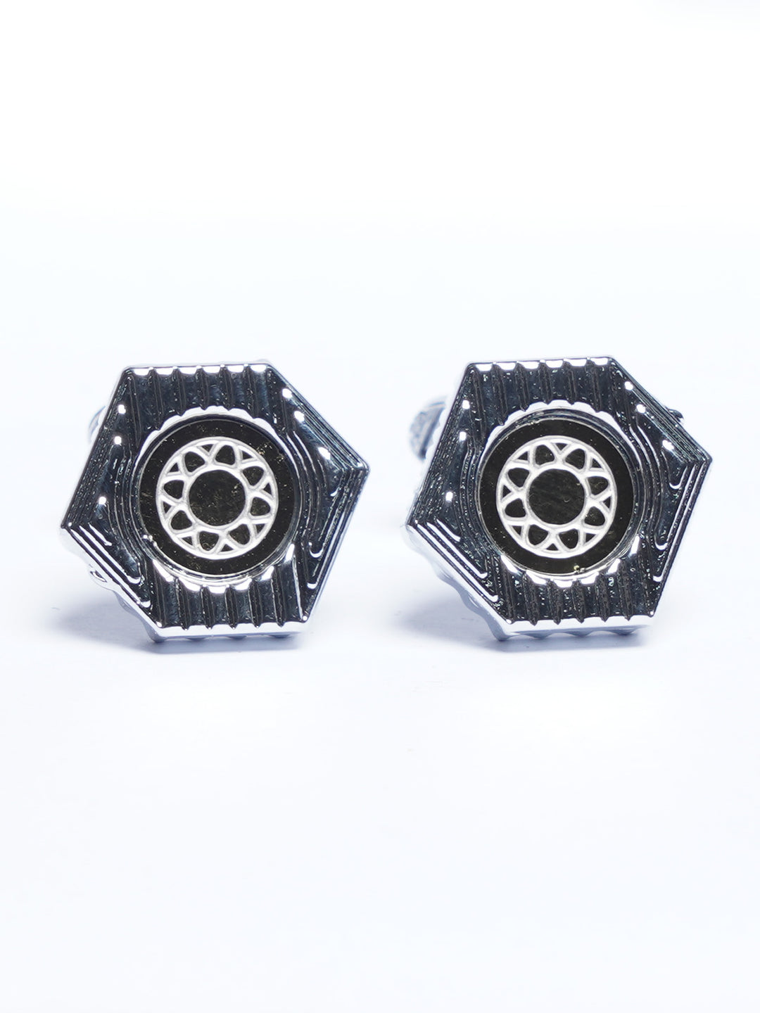 Silver Contrast Designer Cufflink (CUFFLINK-802)