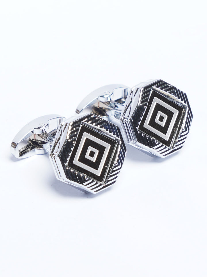 Silver Contrast Designer Cufflink (CUFFLINK-804)