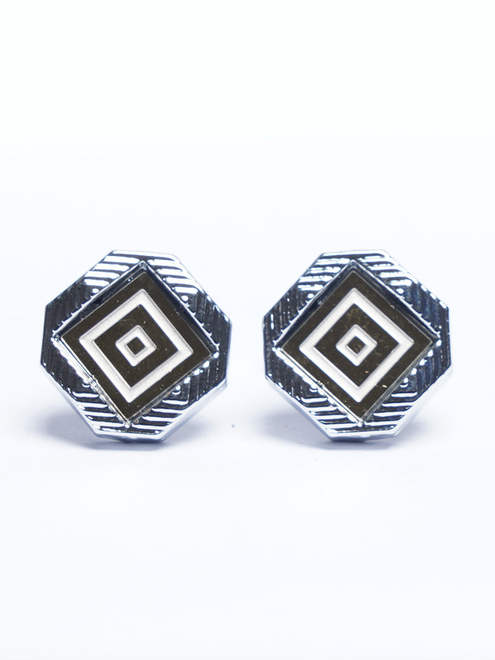 Silver Contrast Designer Cufflink (CUFFLINK-804)