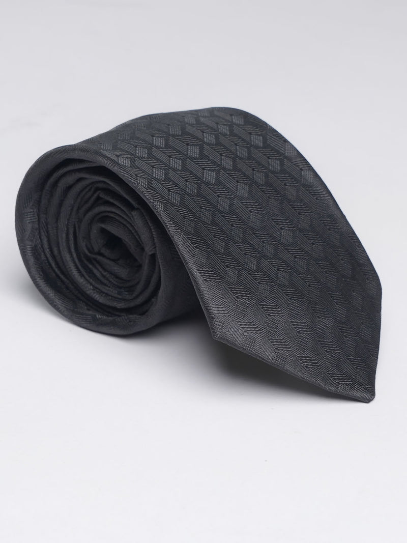 Black Self Designer Tie (TIE-862)