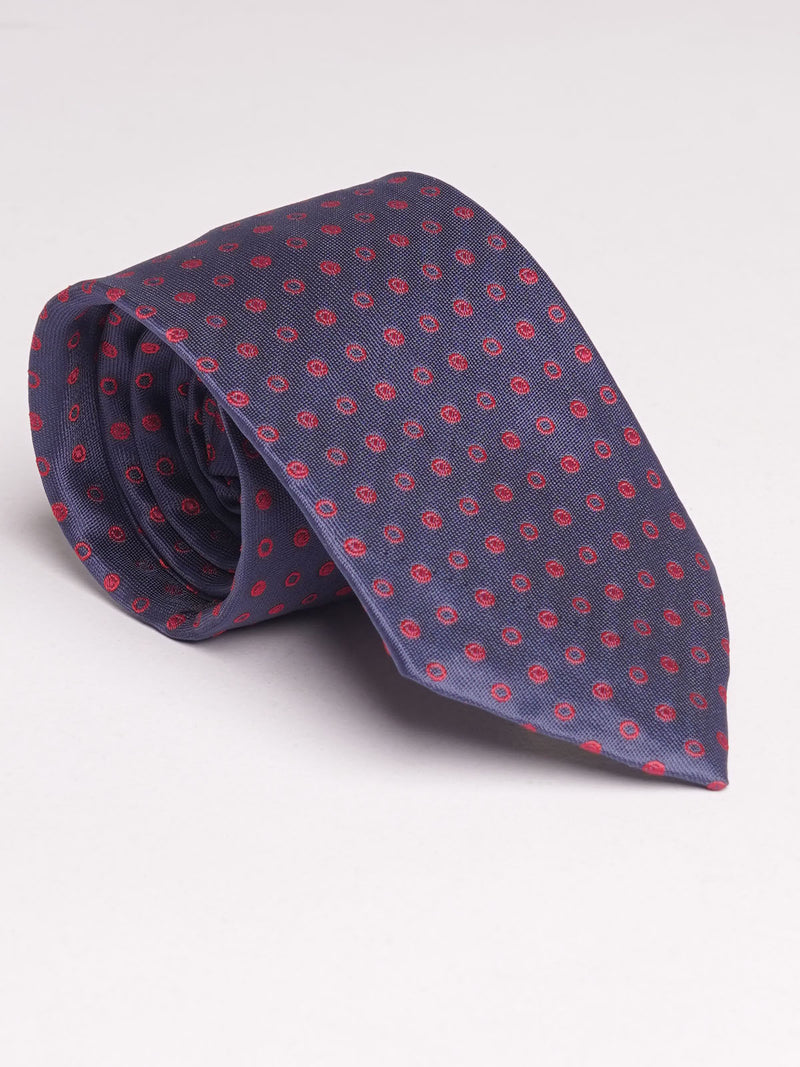 Navy Blue Dotted Self Tie (TIE-923)