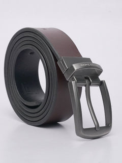 Chocolate Brown & Black Plain Reversible Leather Belt (BELT-599)