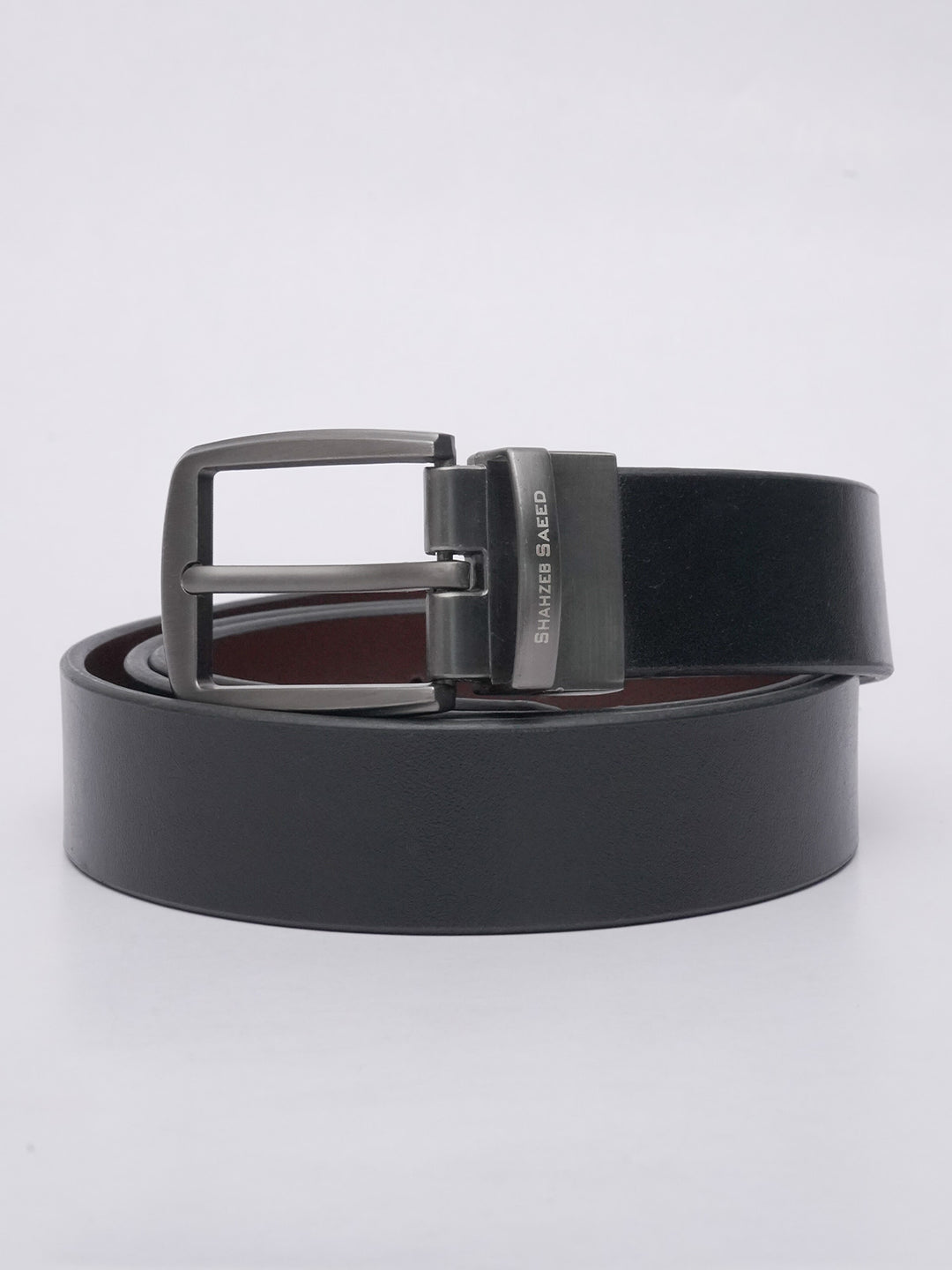 Chocolate Brown & Black Plain Reversible Leather Belt (BELT-599)