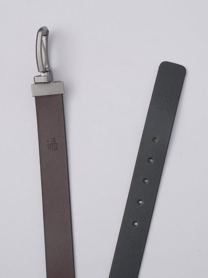 Chocolate Brown & Black Plain Reversible Leather Belt (BELT-599)