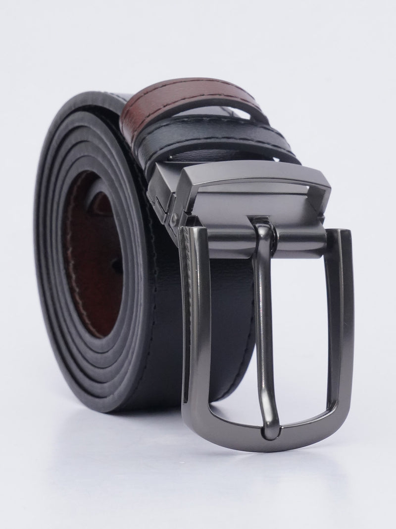 Dark Brown & Black Reversible Leather Belt (BELT-611)
