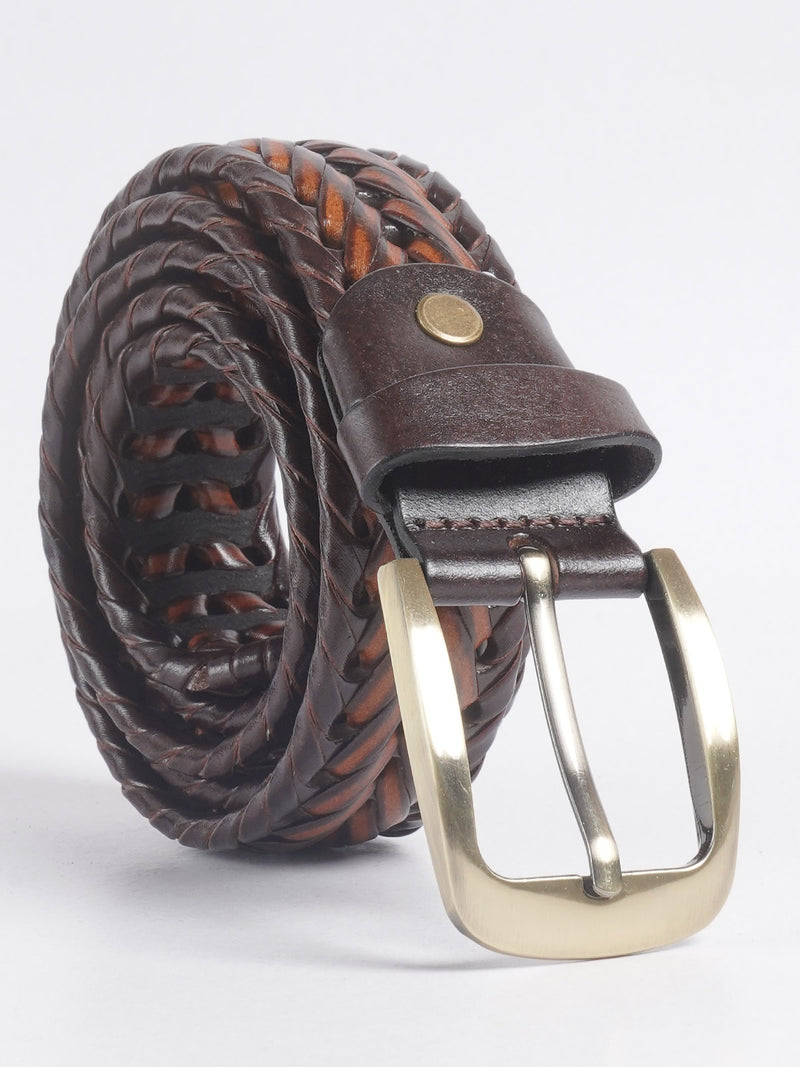 Brown Weaving Design Leather Belt  (BELT-683)