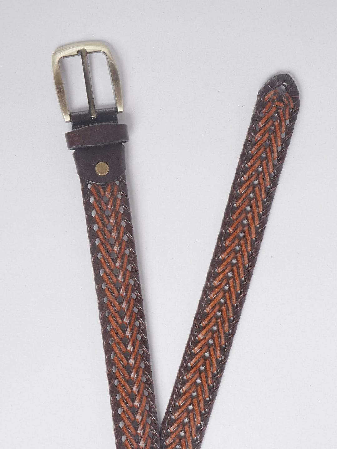 Brown Weaving Design Leather Belt  (BELT-683)