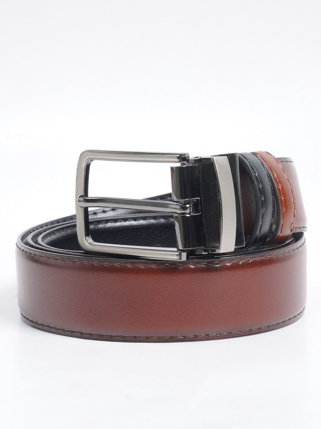 Brown & Black Textured Leather Belt  (BELT-688)