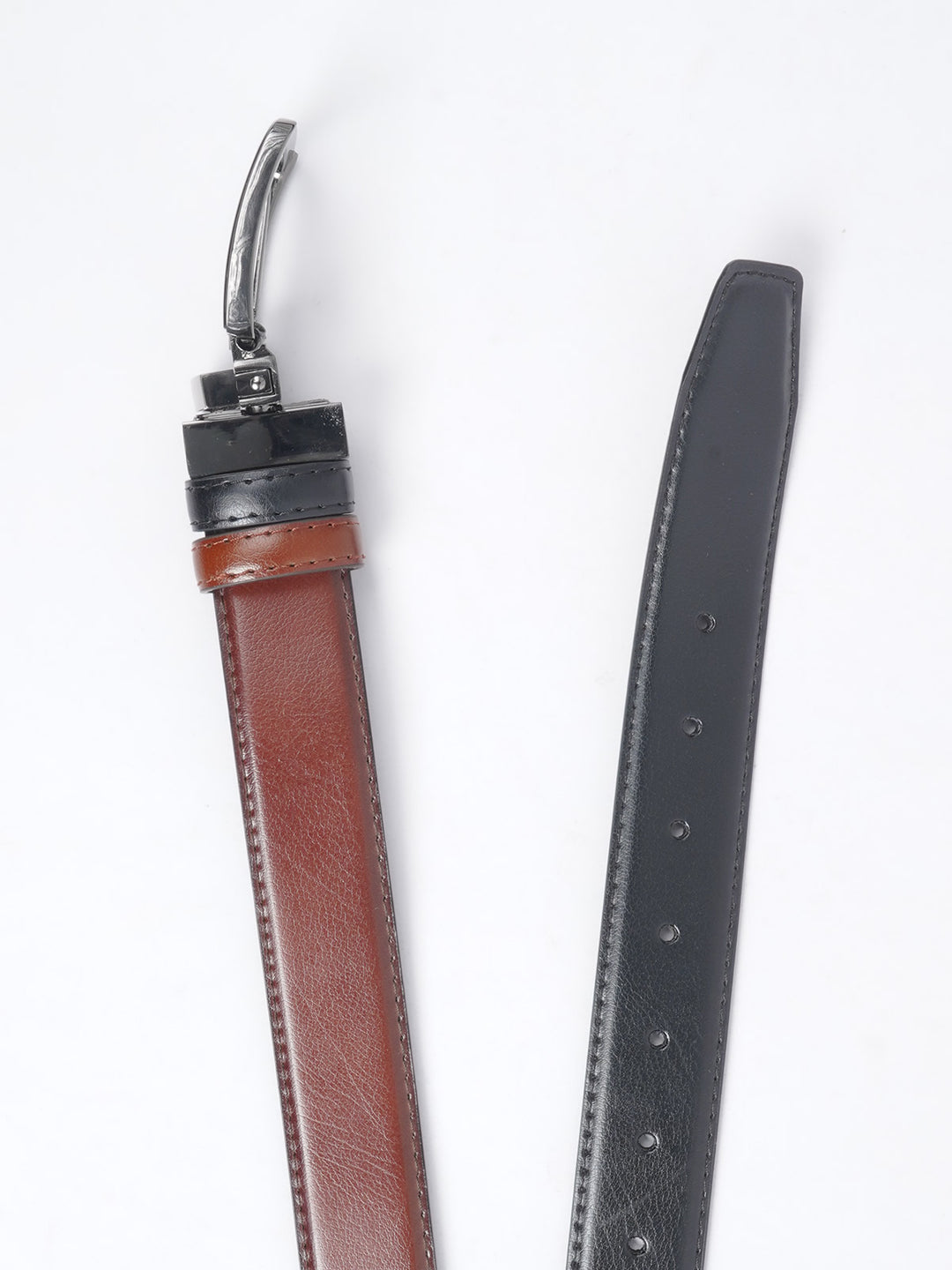 Brown & Black Textured Leather Belt  (BELT-688)