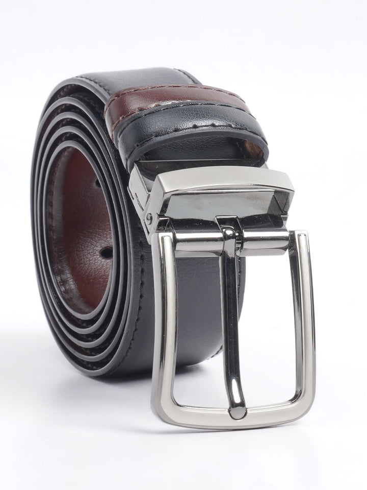 Dark Brown & Black Plain Leather Belt  (BELT-689)