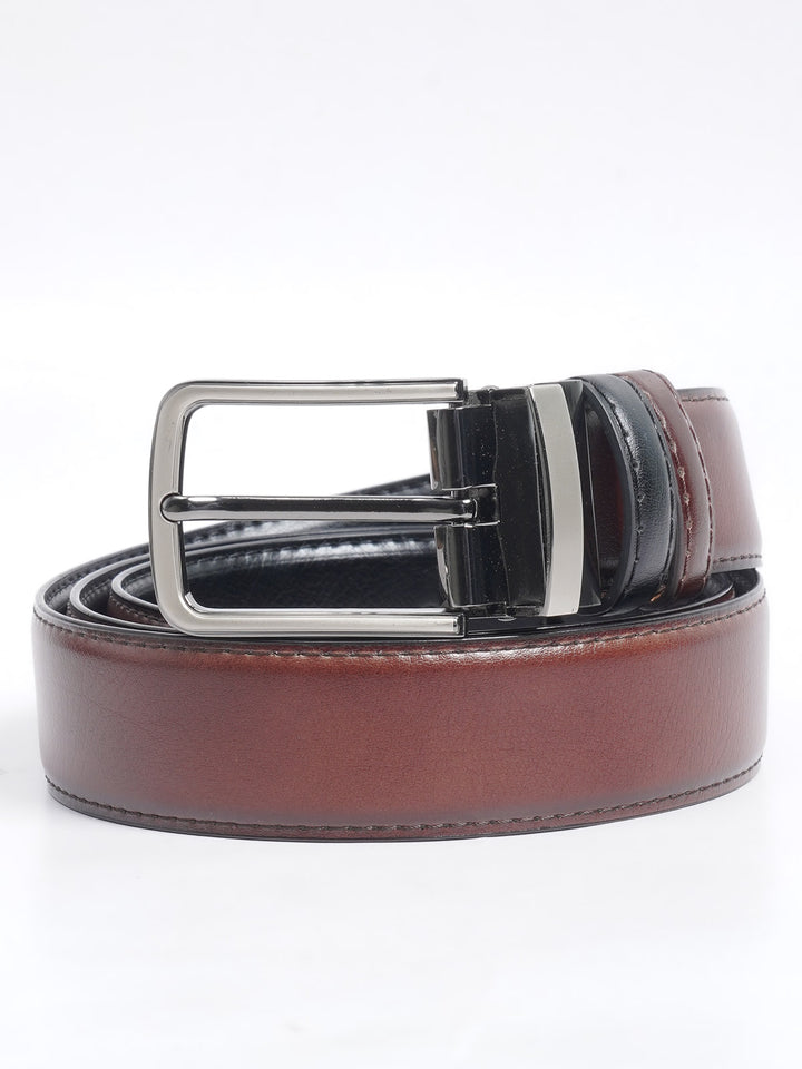 Dark Brown & Black Plain Leather Belt  (BELT-689)